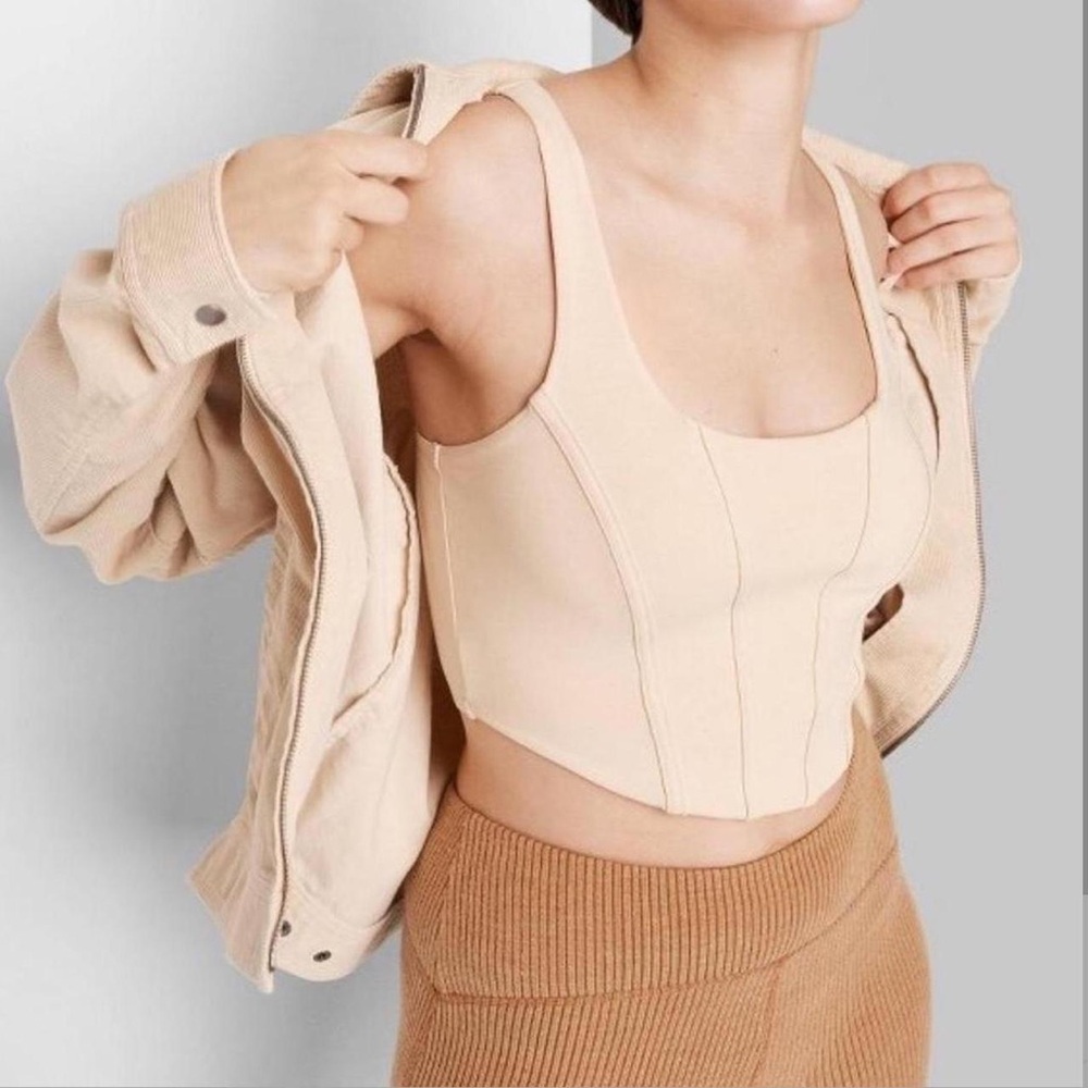 Wild Fable Beige / Cream Corset Style Crop Tank Top